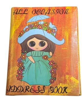 Vtg 1960’s All Occasion Address Book - Girl in Teal Dress - Never Used 6.5”x5”